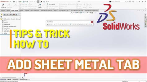 solidworks add sheet metal tab|solidworks sheet metal toolbar.